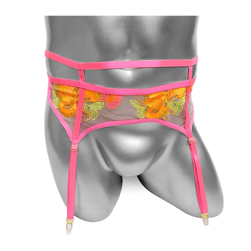 Men's Suspenders with Embroidery / Sexy See-Through Lingerie / Male Erotic Underwear - EVE's SECRETS