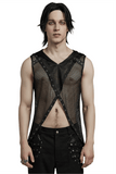 Mesh Gothic Hooded Vest with a Seductive Punk Hollow Design