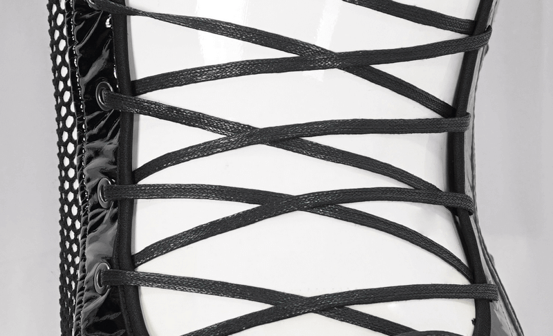 Mesh Patent Leather Bodysuit With Studs And Choker