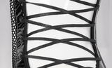 Mesh Patent Leather Bodysuit With Studs And Choker