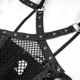 Mesh Patent Leather Bodysuit With Studs And Choker