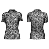 Mesh Skull Short-Sleeved Punk Women's T-Shirt