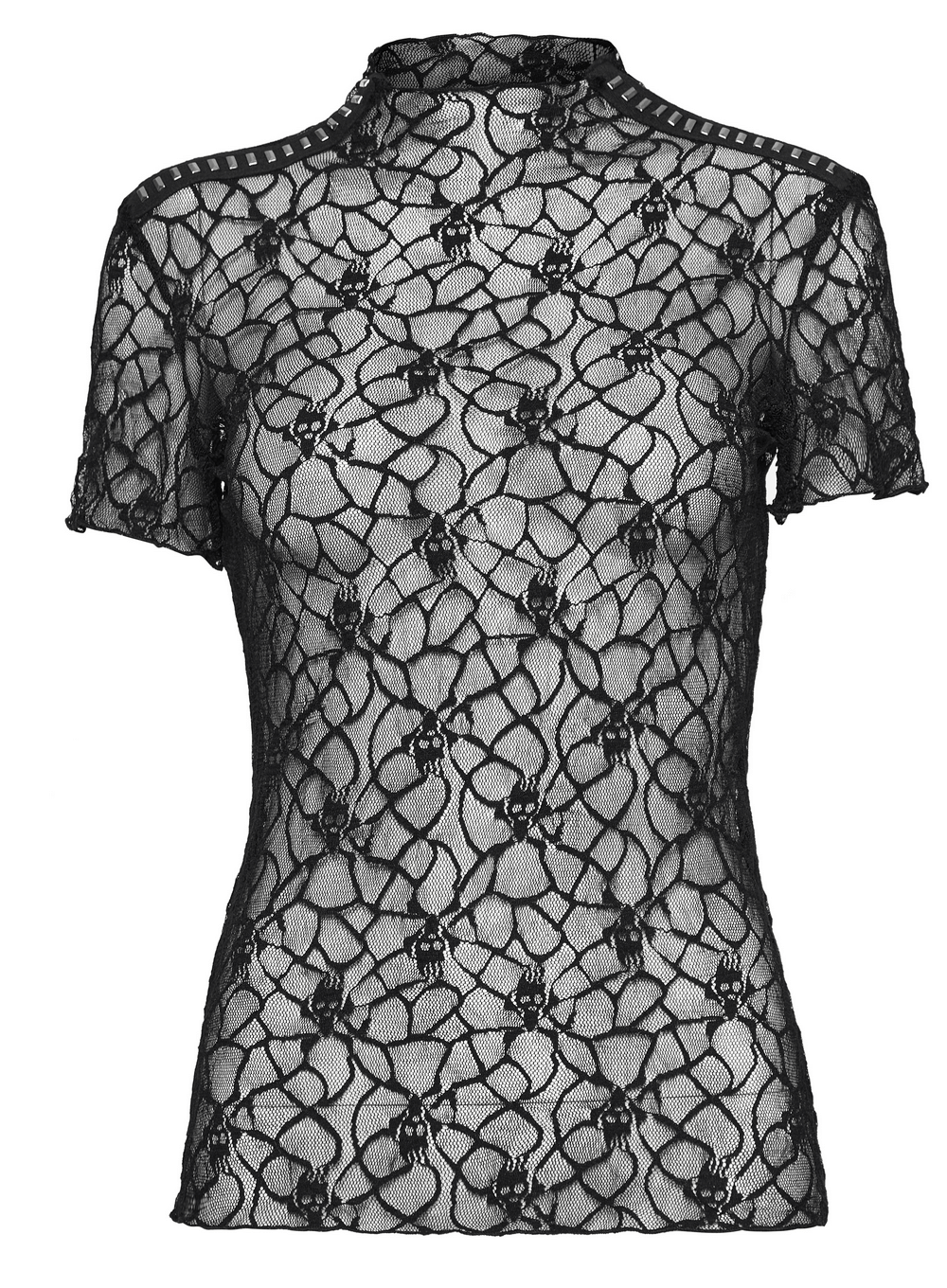 Mesh Skull Short-Sleeved Punk Women's T-Shirt