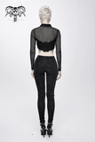 Mesh Sleeve Crop Top with Buckles / Gothic Black Mesh Top