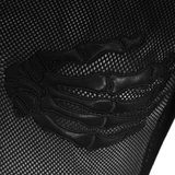 Mesh Sleeve Top: Skeleton Hands Design / Slim Black Fit