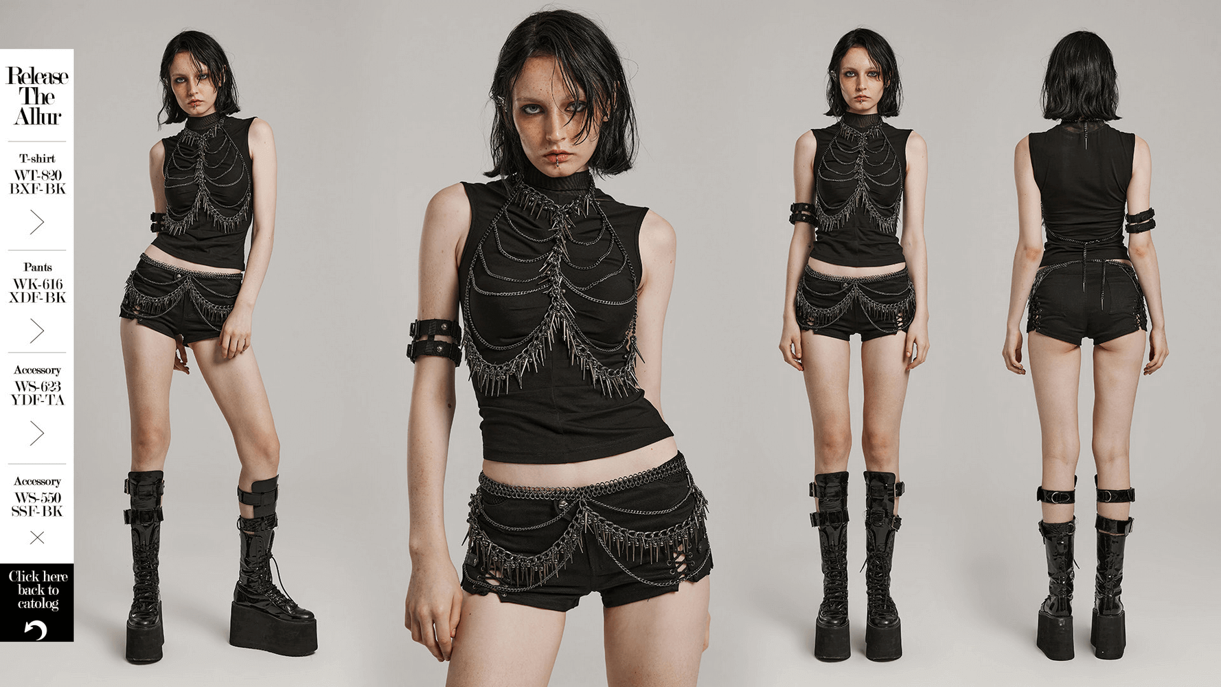 Metal Chain Harness with Rivet Accents for Bold Look
