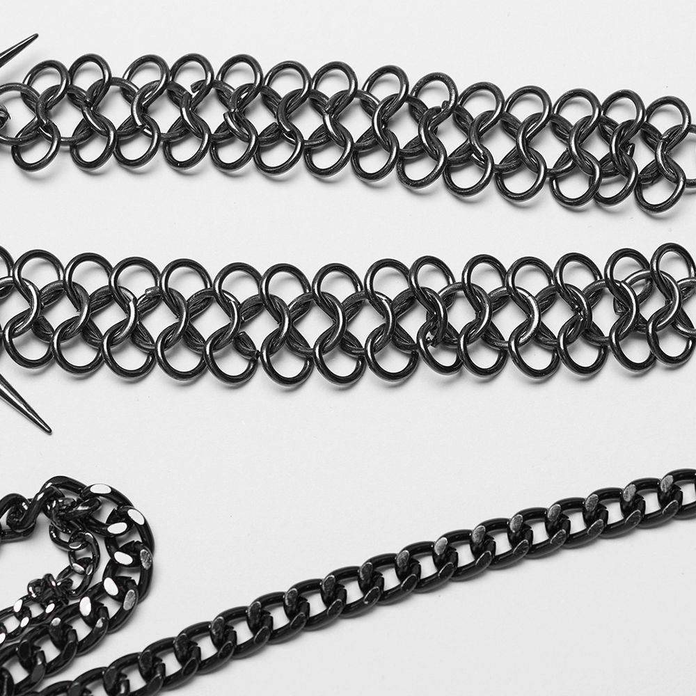 Metal Chain Harness with Rivet Accents for Bold Look