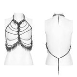 Metal Chain Harness with Rivet Accents for Bold Look