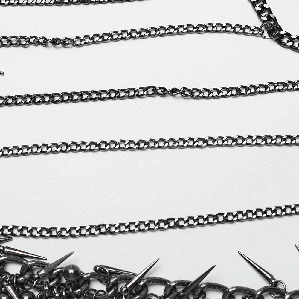 Metal Chain Harness with Rivet Accents for Bold Look