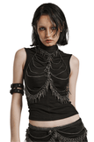 Metal Chain Harness with Rivet Accents for Bold Look