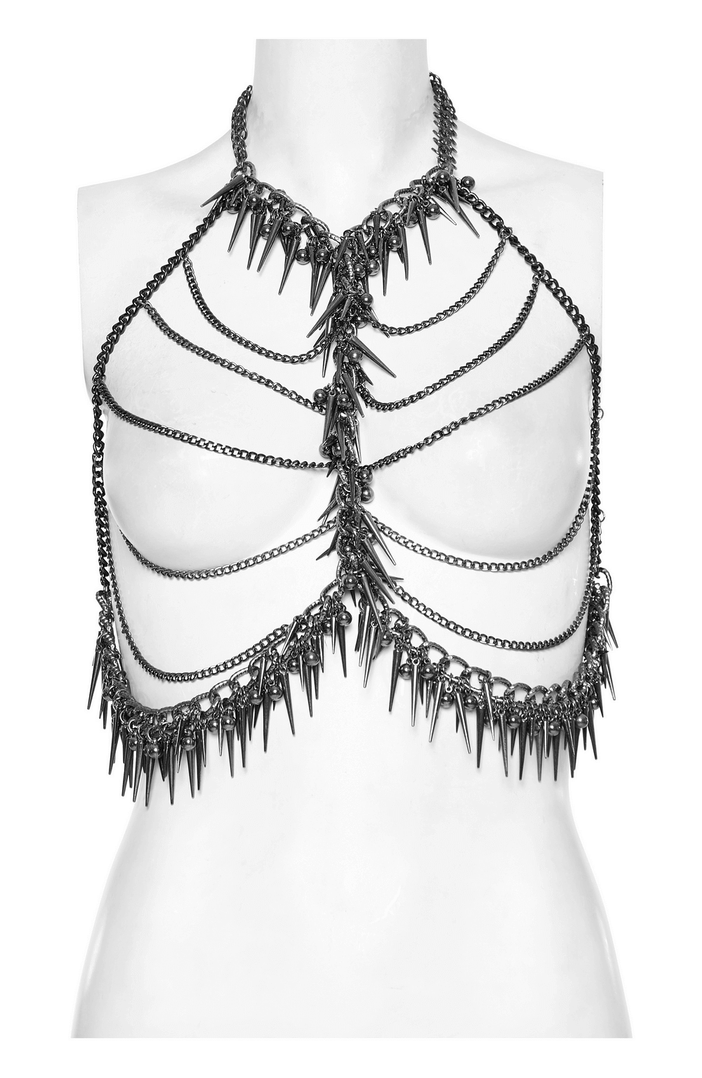 Metal Chain Harness with Rivet Accents for Bold Look