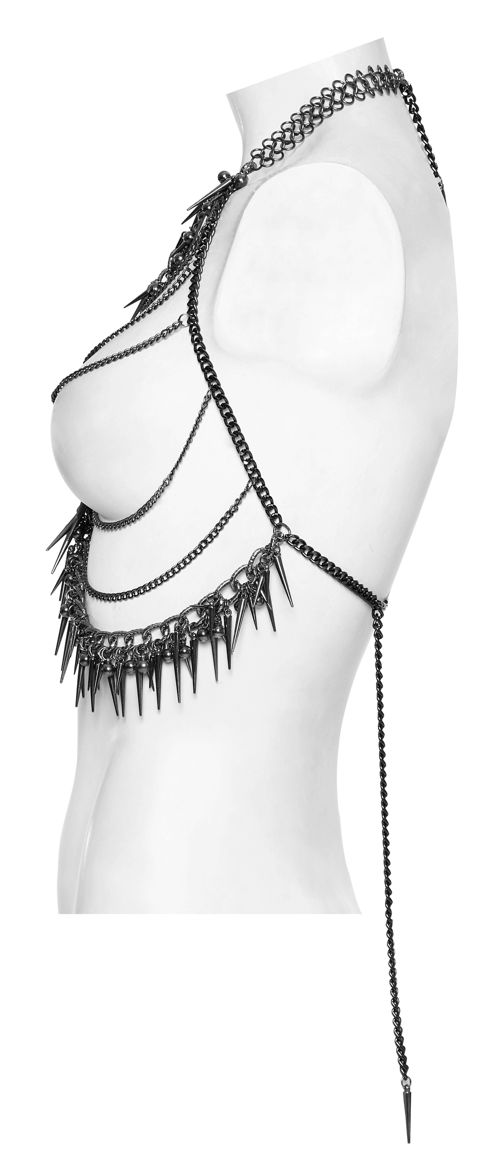 Metal Chain Harness with Rivet Accents for Bold Look
