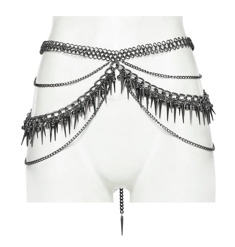 Metal Waist Chain for an Edgy Look with Rivet Accents