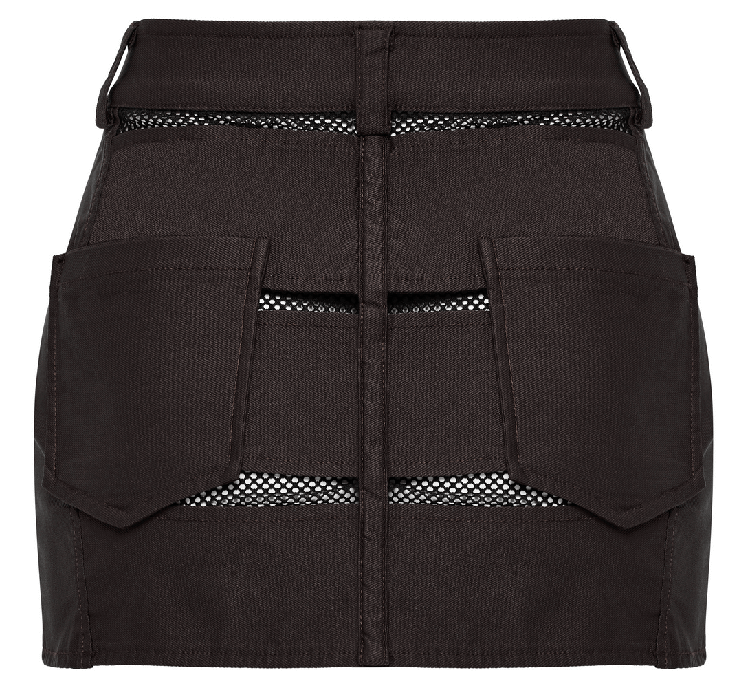 Denim Mini Skirt with Mesh Pockets and Zipper for You