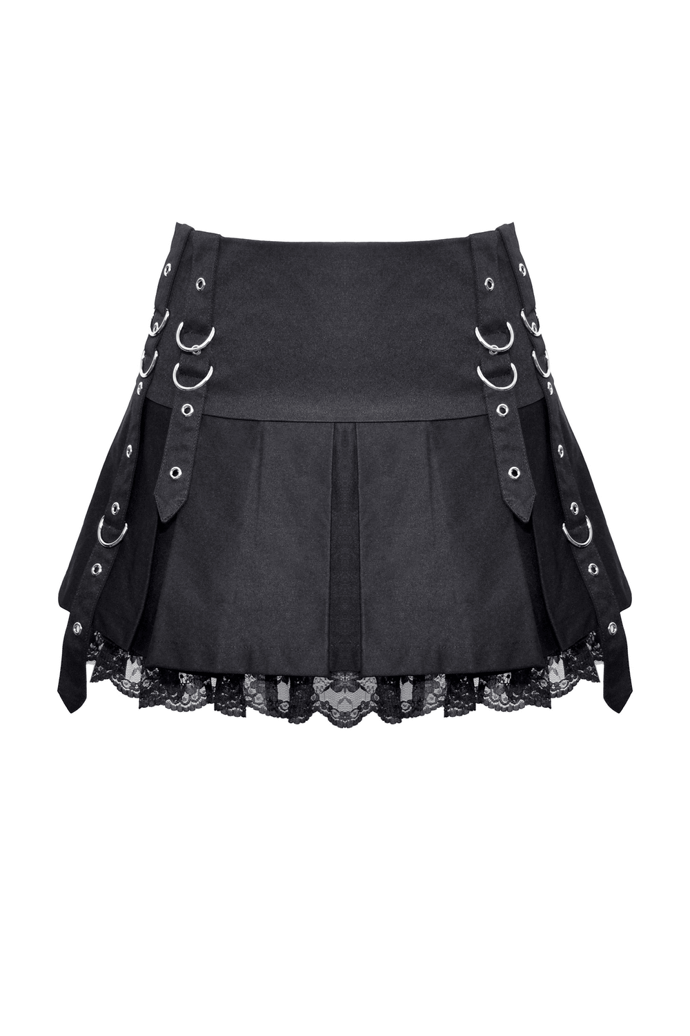Mini Skirt for Punk Women with O-Ring and Lace Details