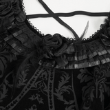 Off-Shoulder Gothic Semi-Transparent Dress With Pattern