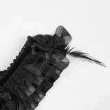 Off-Shoulder Gothic Semi-Transparent Dress With Pattern