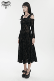 Off-Shoulder Gothic Semi-Transparent Dress With Pattern