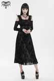 Off-Shoulder Gothic Semi-Transparent Dress With Pattern