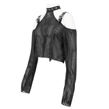 Off-Shoulder Halter Top With Pentagram And Buckle Straps