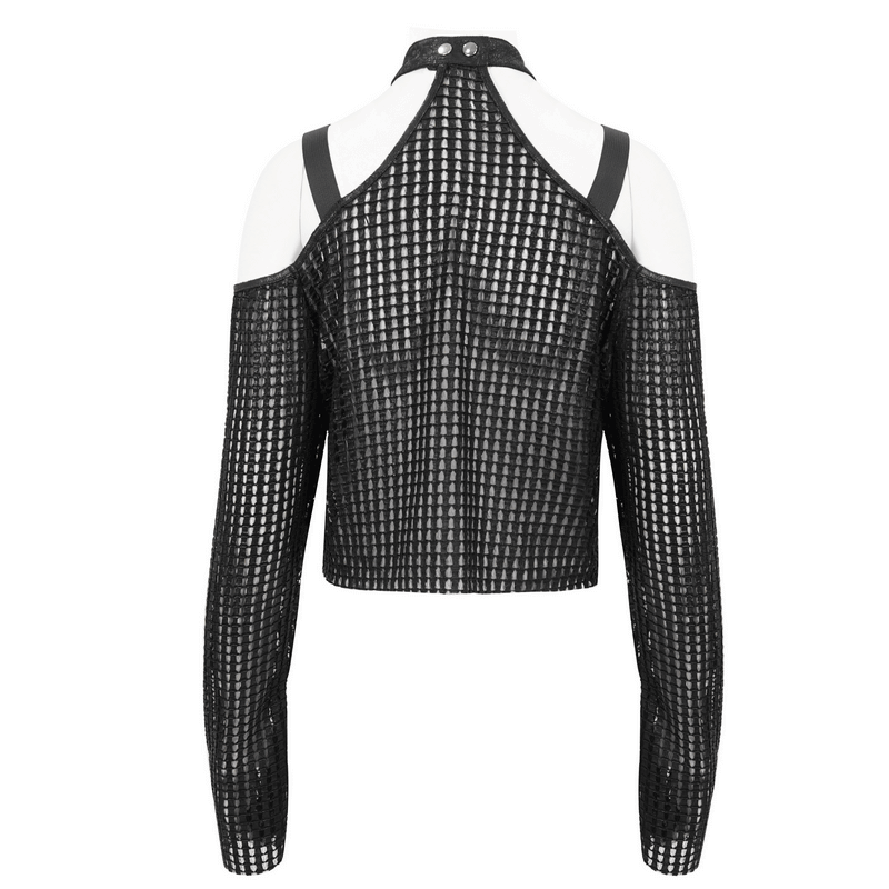 Off-Shoulder Halter Top With Pentagram And Buckle Straps