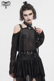 Off-Shoulder Halter Top With Pentagram And Buckle Straps