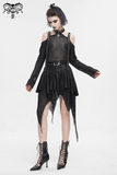 Off-Shoulder Halter Top With Pentagram And Buckle Straps