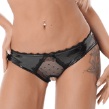Patent Leather Panties with Bows and Open Crotch