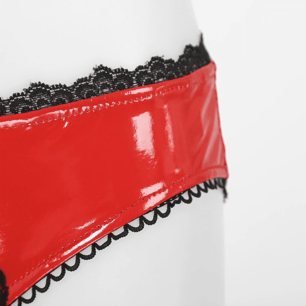Patent Leather Panties with Bows and Open Crotch