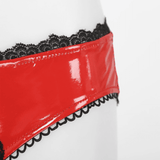 Patent Leather Panties with Bows and Open Crotch