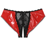 Patent Leather Panties with Bows and Open Crotch