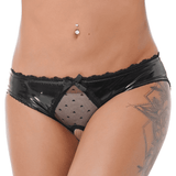 Patent Leather Panties with Bows and Open Crotch