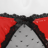 Patent Leather Panties with Bows and Open Crotch