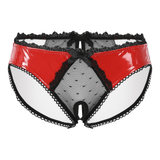 Patent Leather Panties with Bows and Open Crotch