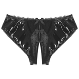 Patent Leather Panties with Bows and Open Crotch