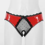 Patent Leather Panties with Bows and Open Crotch