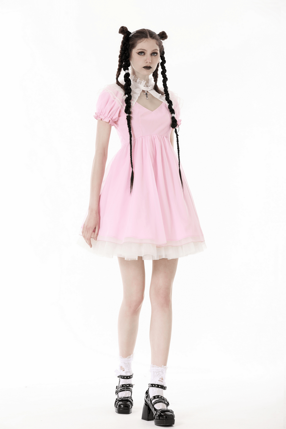 Pink Dress with Elegant Lace Details for Women