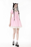 Pink Dress with Elegant Lace Details for Women