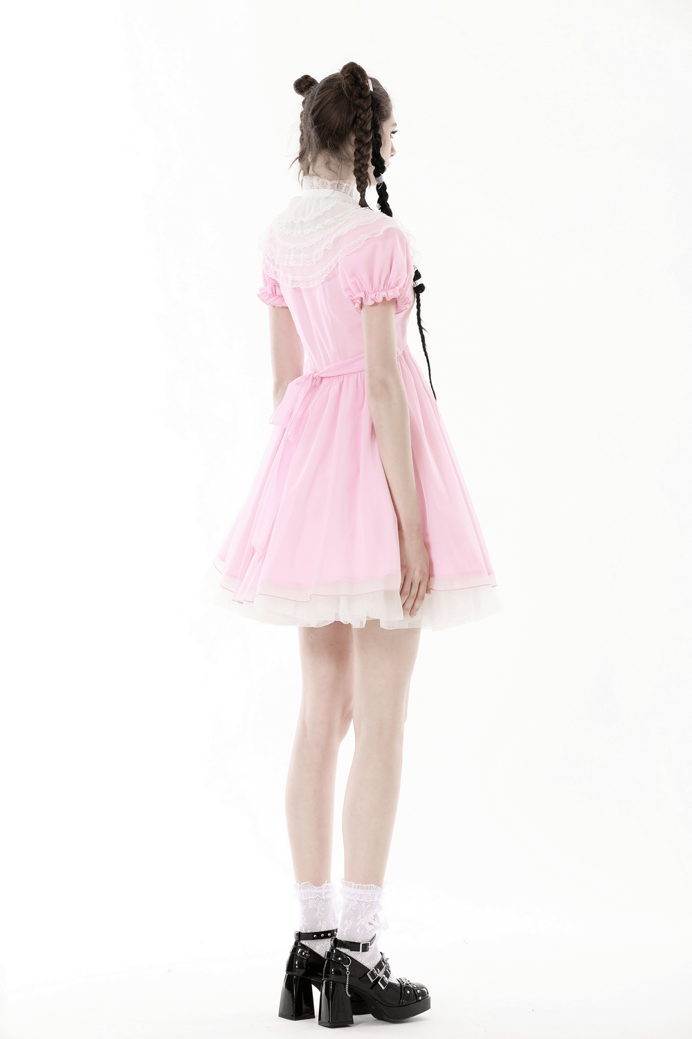 Pink Dress with Elegant Lace Details for Women