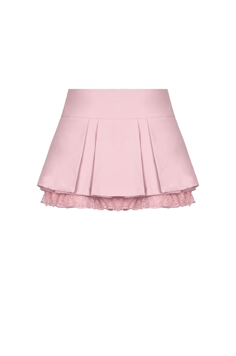 Pink Pleated Skirt with Lace and Heart Embellishments