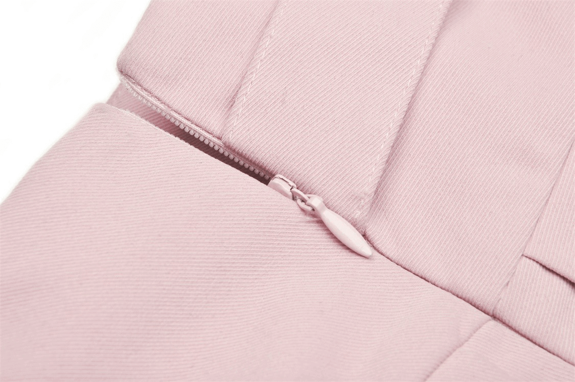 Pink Pleated Skirt with Lace and Heart Embellishments