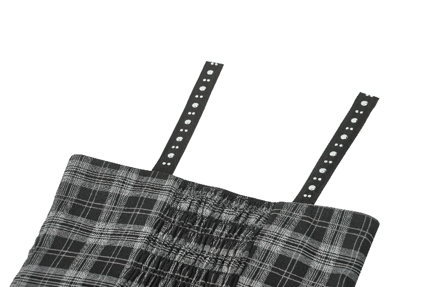 Plaid Gothic Mini Dress with Lace Edging and Harness Straps