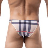 Plaid Men's Briefs - Comfort Fit Spandex Underwear in Beige - EVE's SECRETS