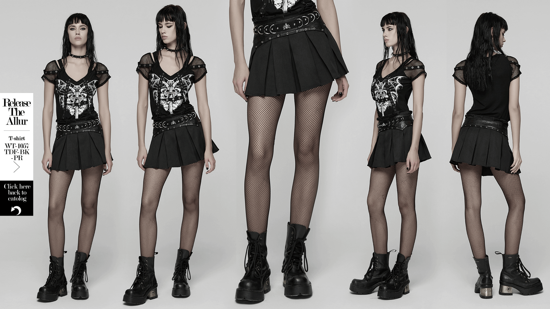 Pleated Gothic Mini Skirt with Metallic Hardware Accents