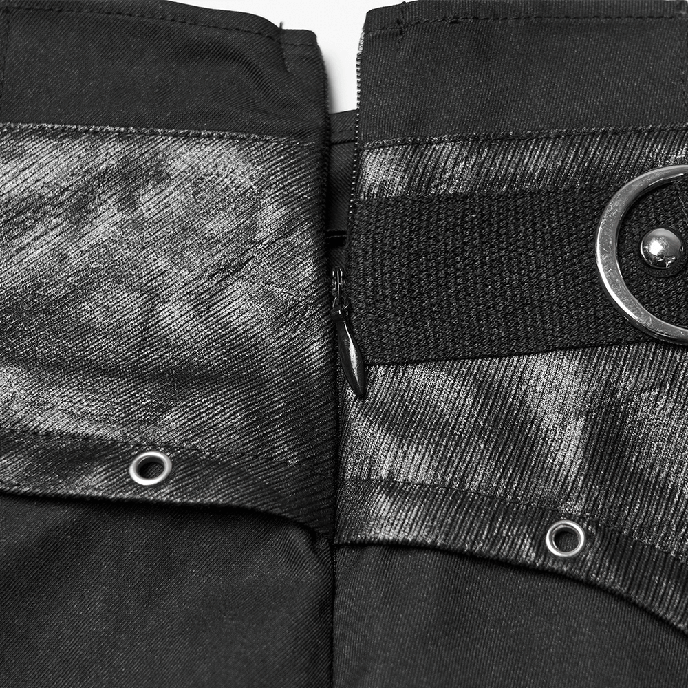 Pleated Gothic Mini Skirt with Metallic Hardware Accents