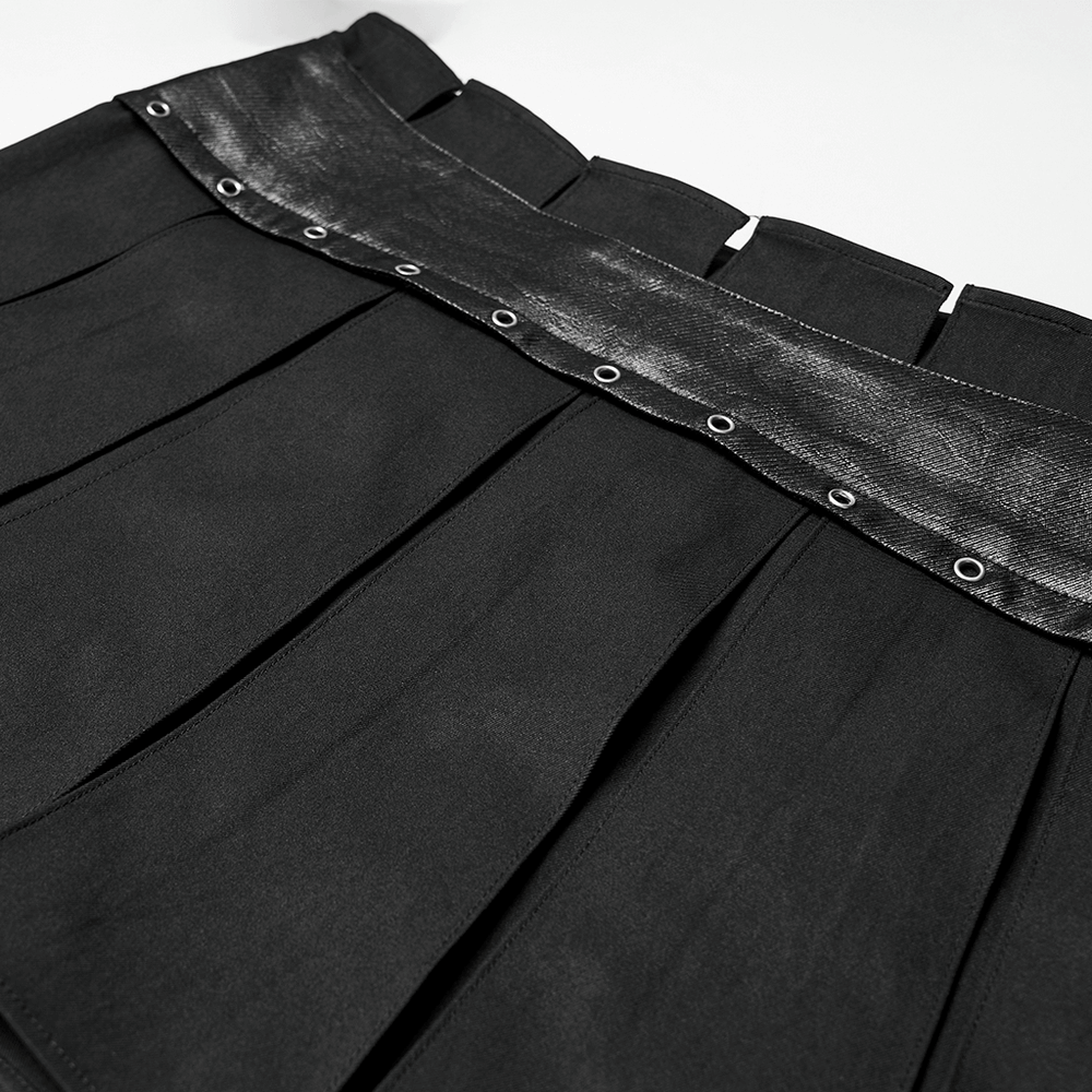 Pleated Gothic Mini Skirt with Metallic Hardware Accents