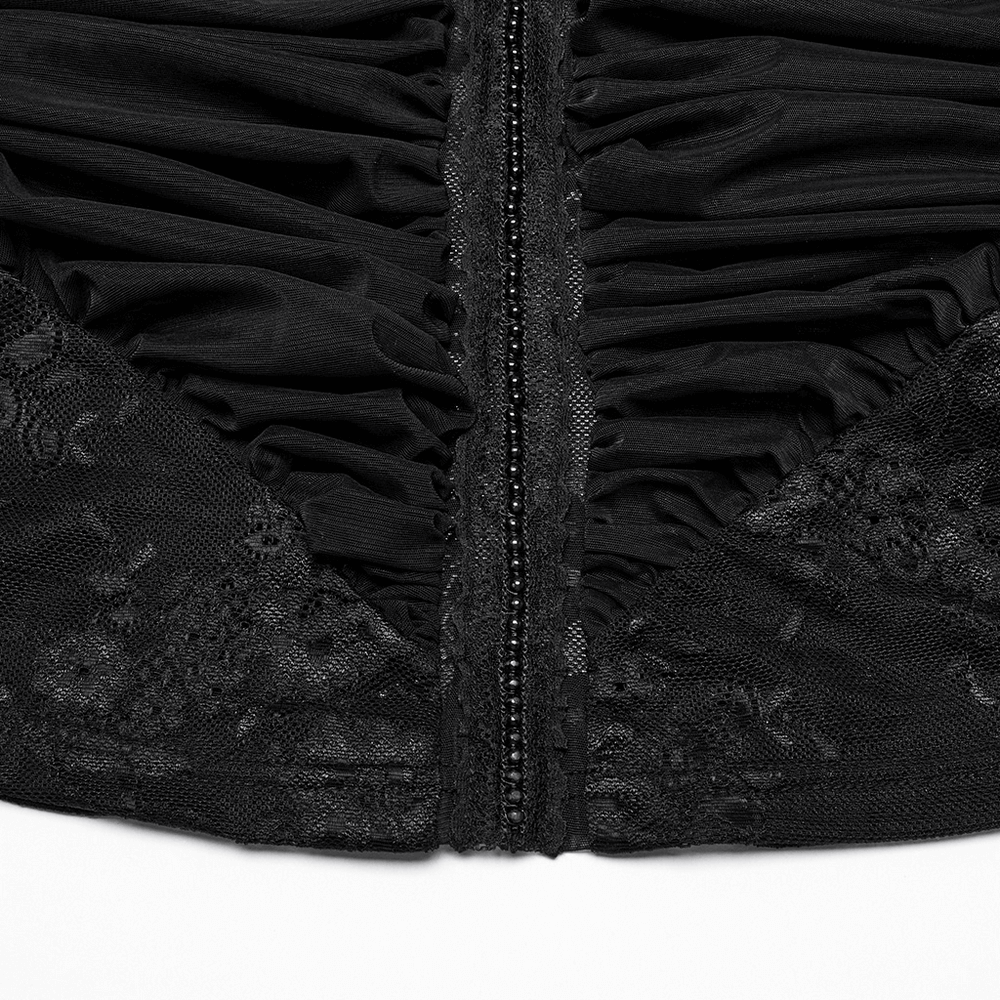 Pleated Halter Neck Top with Decorative Lace Detailing