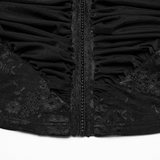Pleated Halter Neck Top with Decorative Lace Detailing