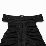 Pleated Halter Neck Top with Decorative Lace Detailing