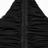 Pleated Halter Neck Top with Decorative Lace Detailing